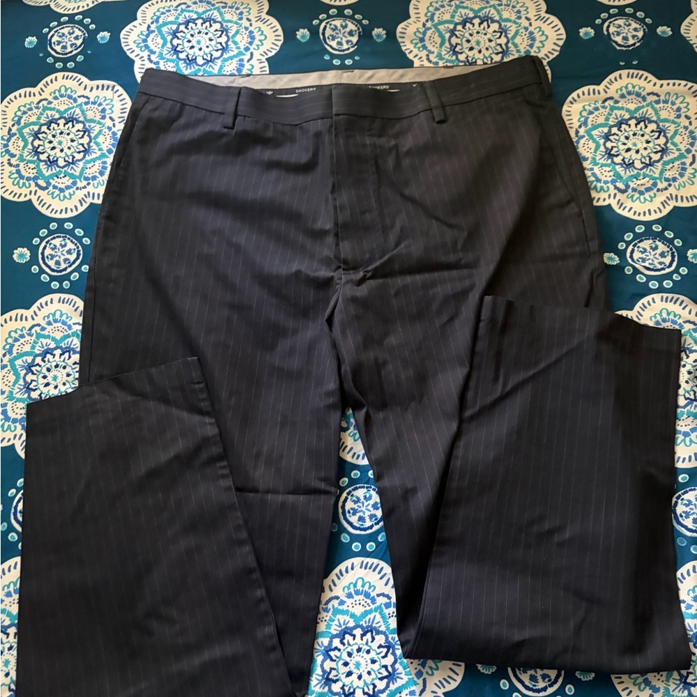 Men's Dark Blue Pinstripe Pants